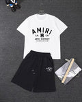 Amiri Short‑Sleeve T‑Shirt & Drawstring Shorts Two‑Piece Outfit Set