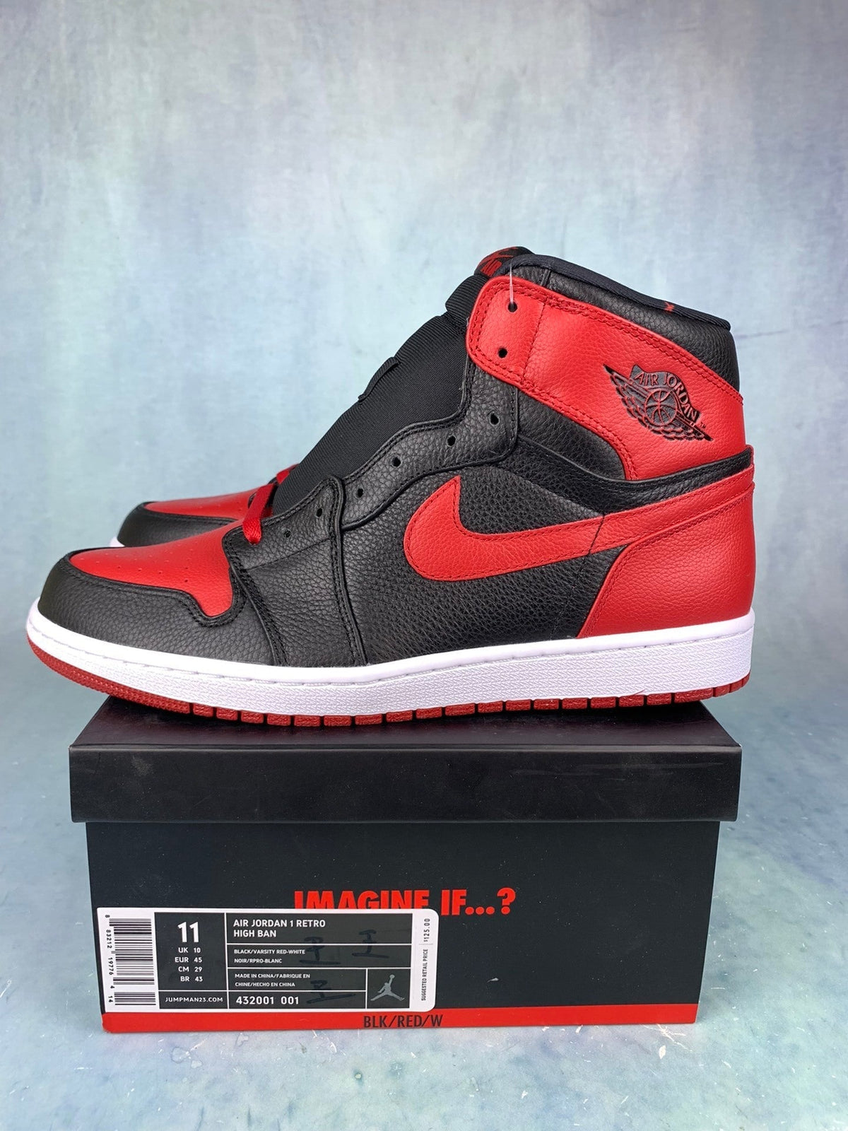 Air Jordan 1 High Black/Red Banned 432001-001 Unisex Sneakers