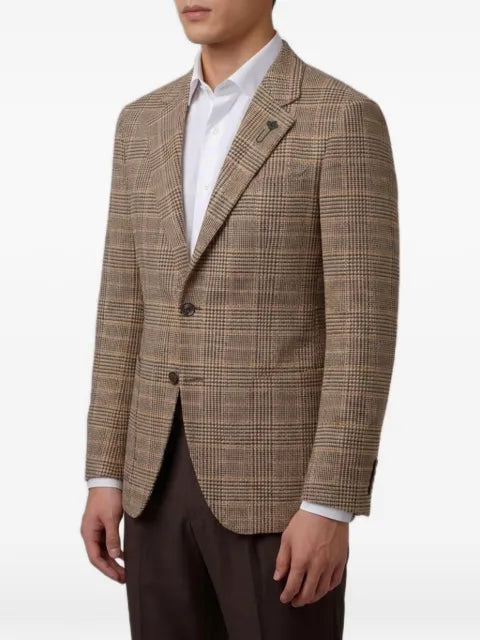 Lardini Prince of Wales check single-breasted blazer