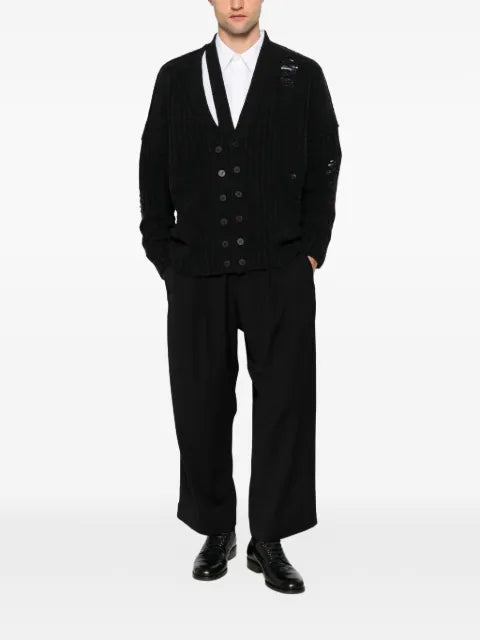Isabel Benenato distressed double-breasted cardigan