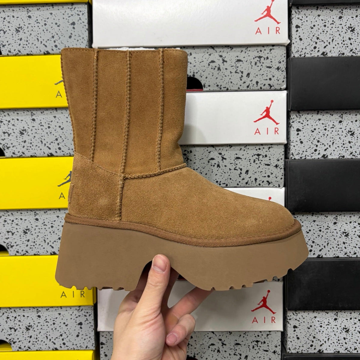 UGG Classic Zip Platform Boot – Women's Mid-Height Suede Boot with Gold Zipper in Chestnut