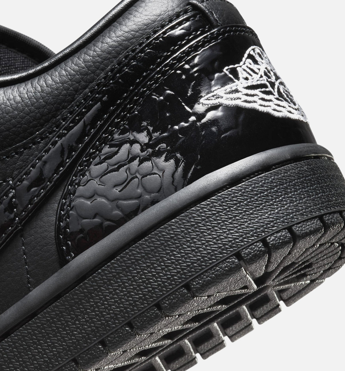 Air Jordan 1 Low Patent Elephant Women's Lifestyle Shoe - Black/White/Metallic Silver