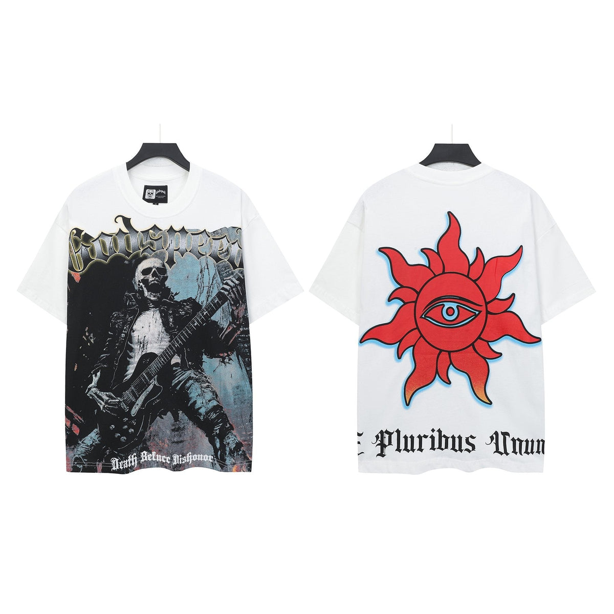 Godspeed Death Before Dishonor Skeleton Guitar Short-Sleeve T-Shirt