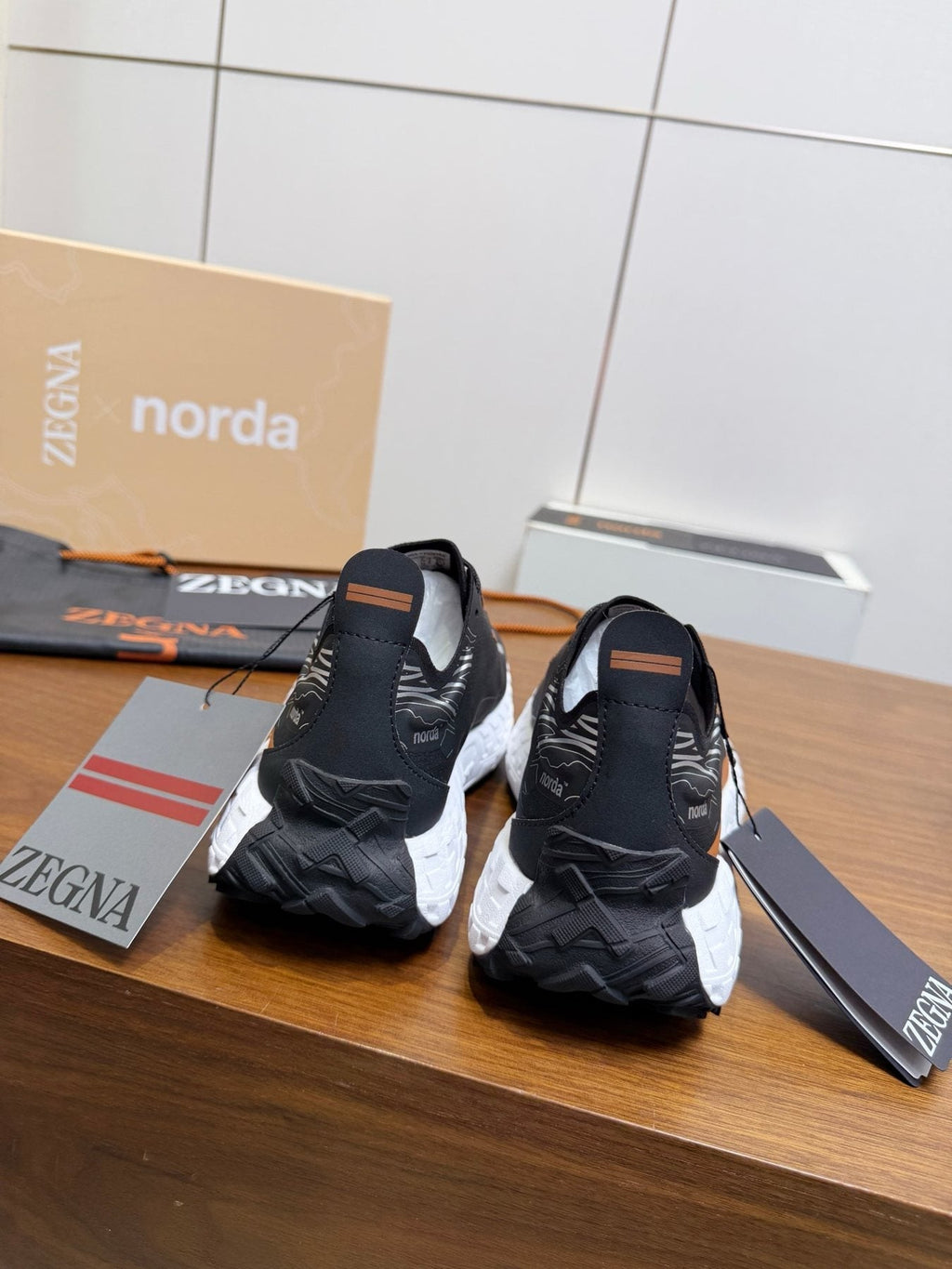 ZEGNA Black Orange Running Shoes