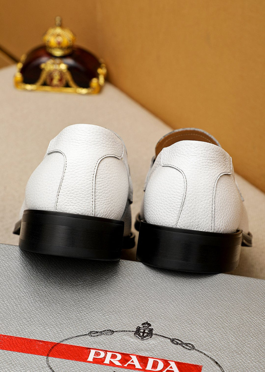 Prada White Leather Loafers
