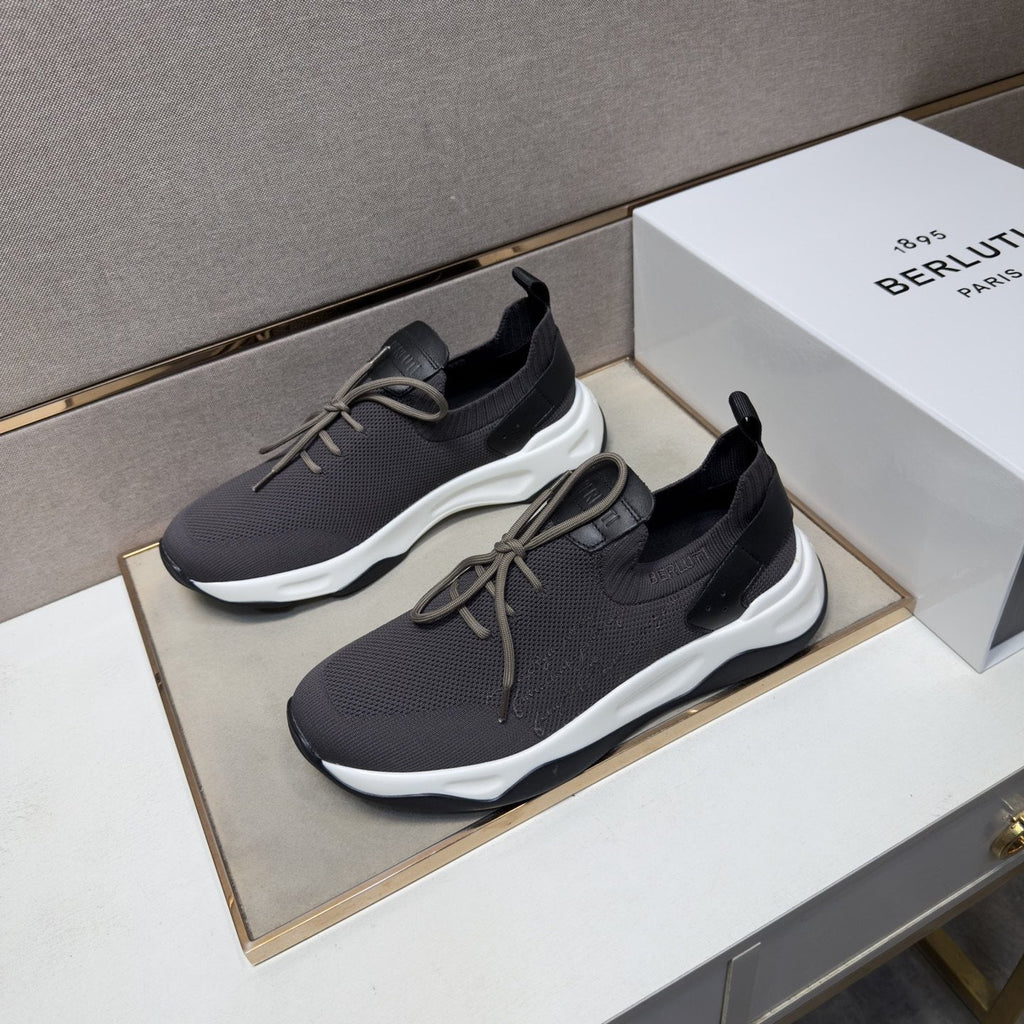 Berluti Charcoal Gray Lace-Up Sneakers