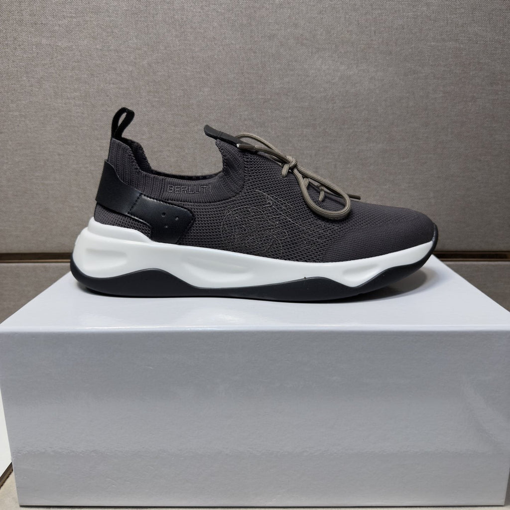 Berluti Charcoal Gray Lace-Up Sneakers