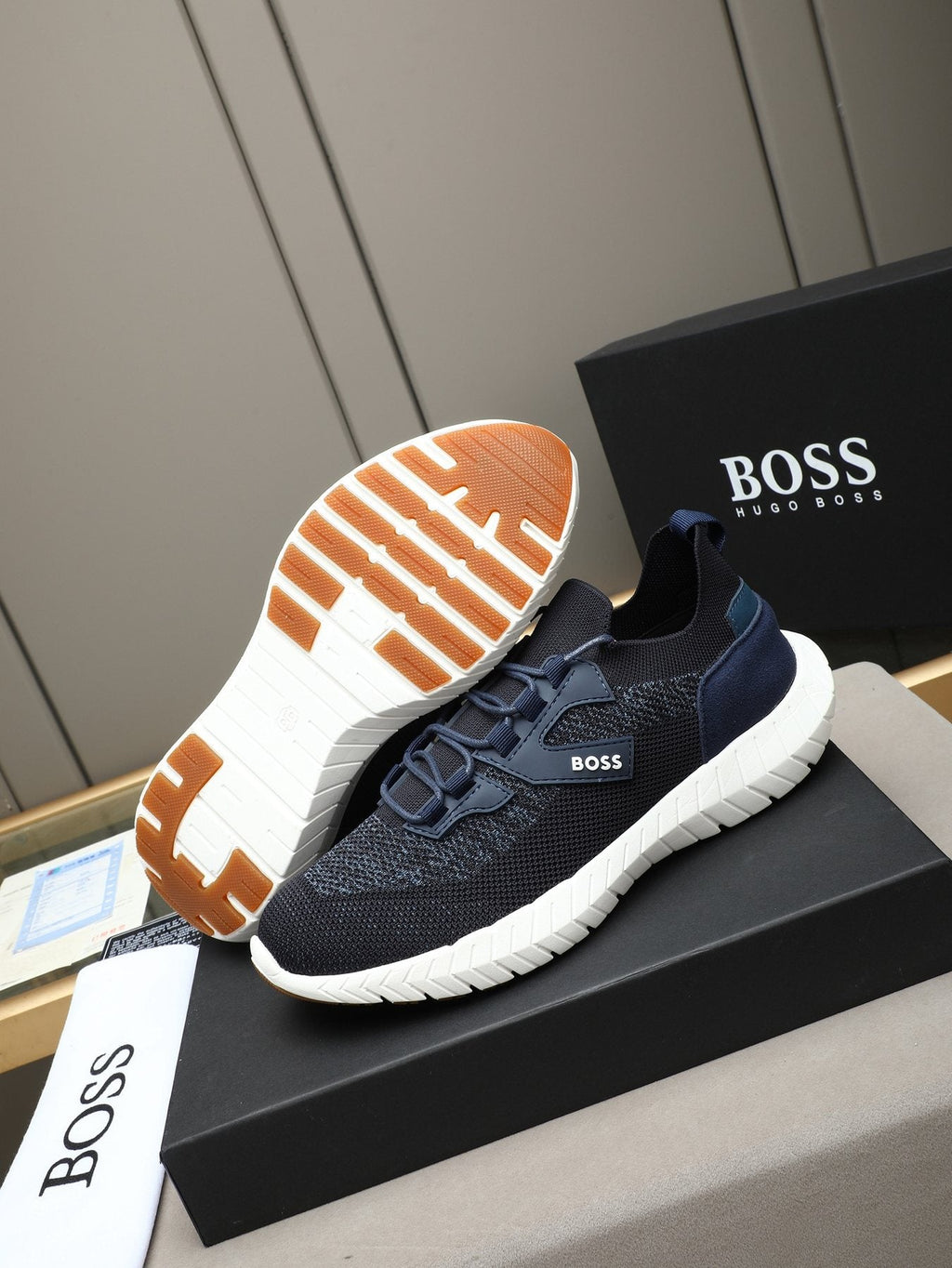 BOSS Textured Lace-Up Sneakers