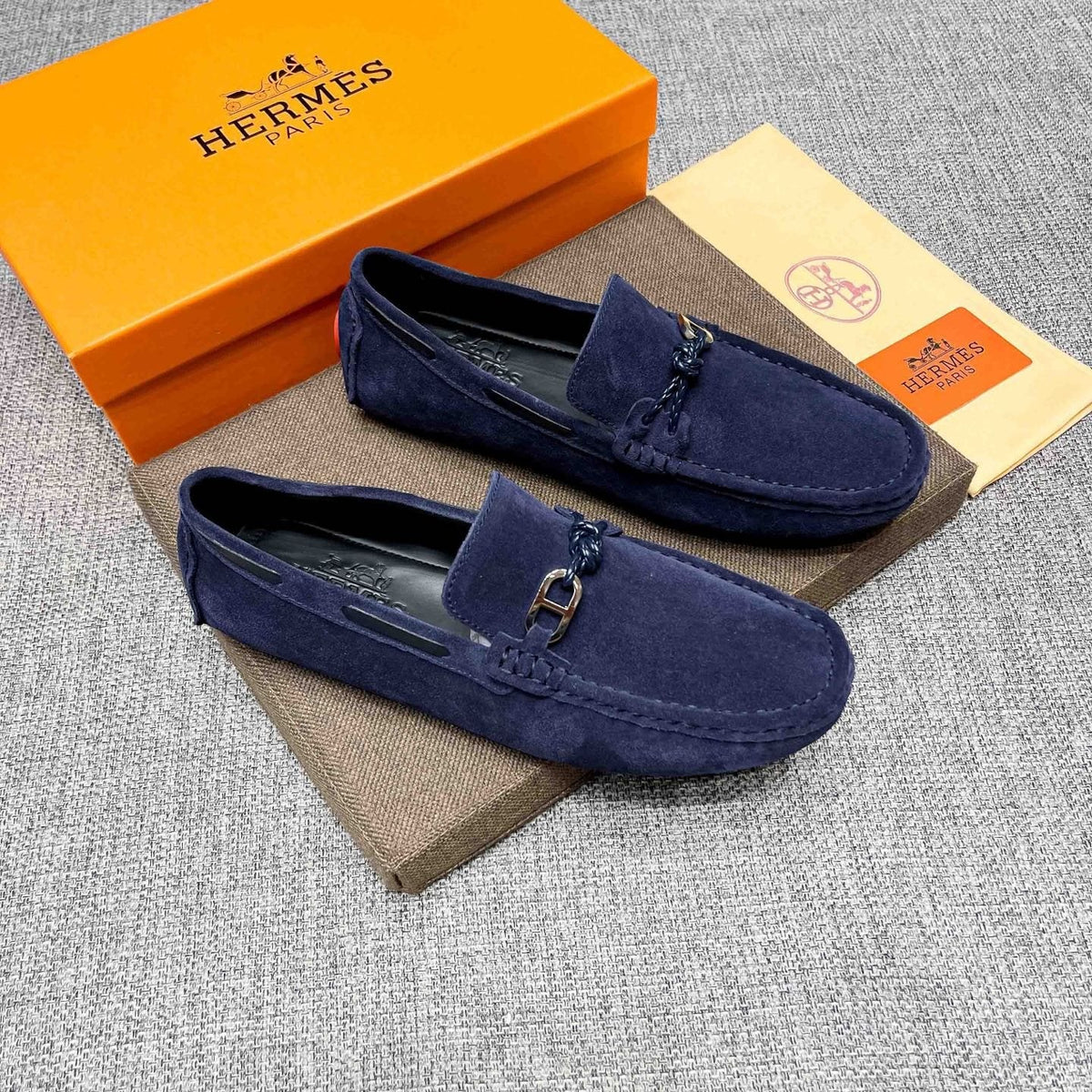 Hermès Suede-Look Driving Loafers