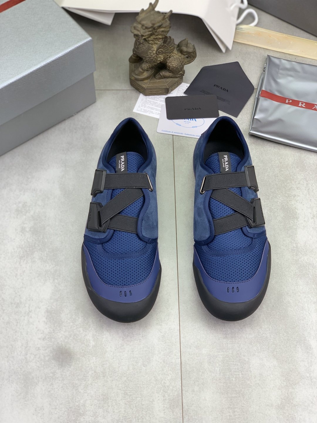 Prada Cross-Strap Low-Top Sneakers