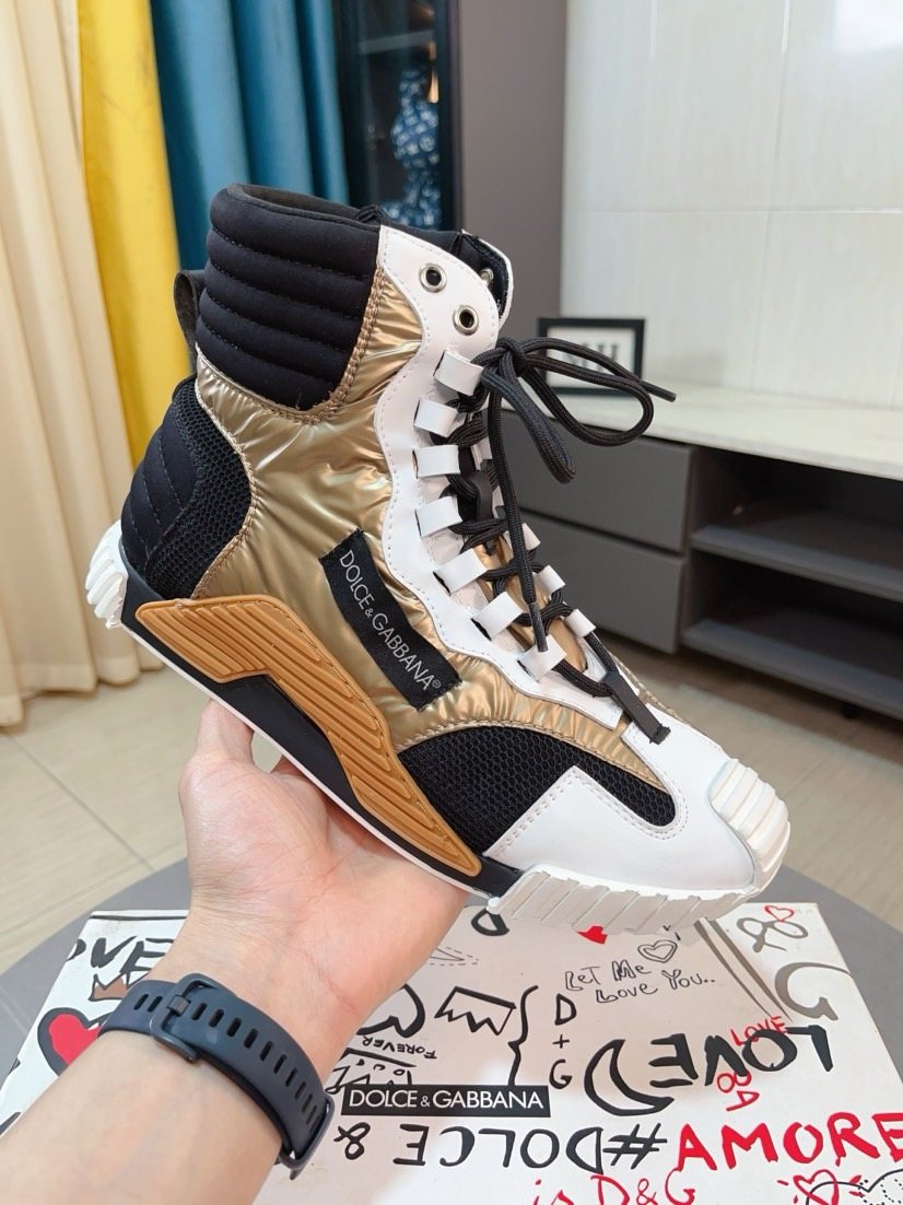 Dolce & Gabbana Metallic Gold High-Top Sneakers
