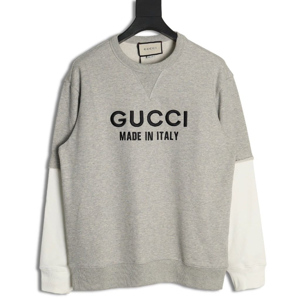 Gucci Lettering Layered-Look Crewneck Sweatshirt - Gray